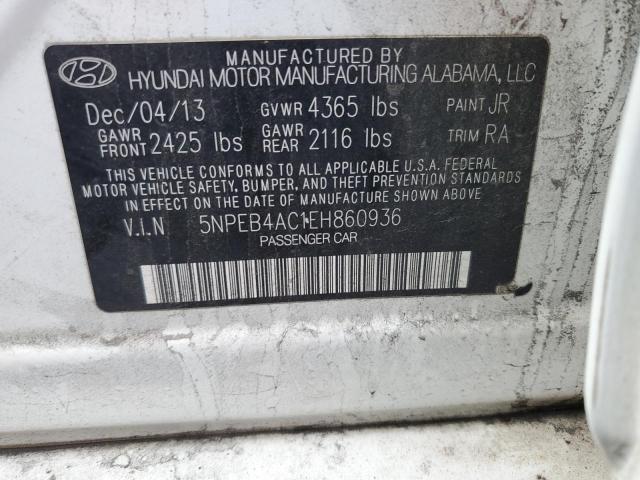 5NPEB4AC1EH860936 - 2014 HYUNDAI SONATA GLS WHITE photo 13