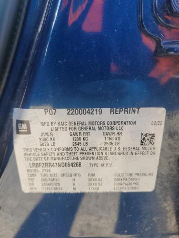 LRBFZRR47ND064268 - 2022 BUICK ENVISION AVENIR BLUE photo 13