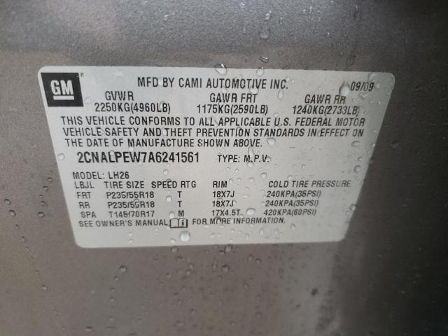 2CNALPEW7A6241561 - 2010 CHEVROLET EQUINOX LT GRAY photo 12