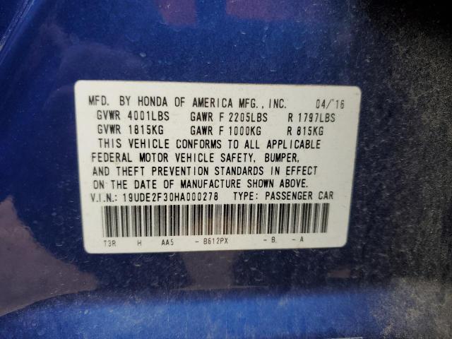 19UDE2F30HA000278 - 2017 ACURA ILX BASE WATCH PLUS BLUE photo 12