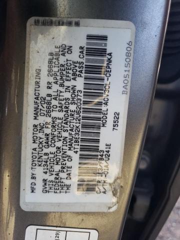 4T1BE32K12U620373 - 2002 TOYOTA CAMRY LE GRAY photo 12