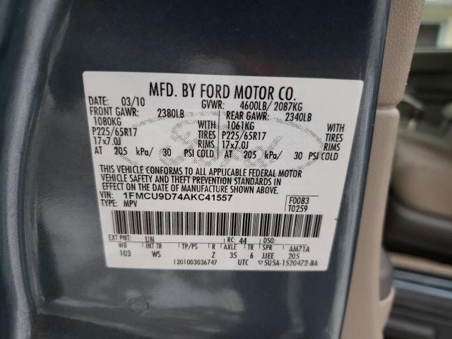 1FMCU9D74AKC41557 - 2010 FORD ESCAPE XLT BLUE photo 12