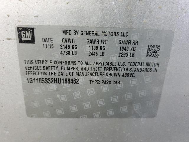 1G1105S32HU166462 - 2017 CHEVROLET IMPALA LT SILVER photo 12