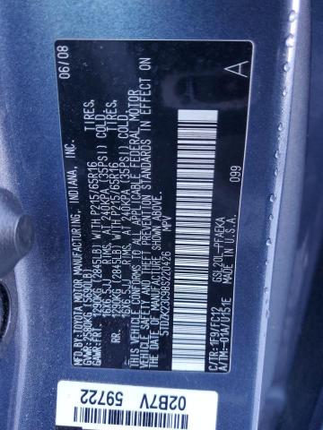 5TDZK23C98S220426 - 2008 TOYOTA SIENNA CE GRAY photo 12