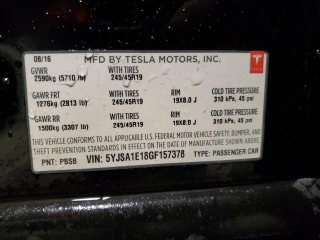 5YJSA1E18GF157378 - 2016 TESLA MODEL S BLACK photo 13