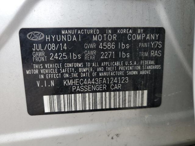 KMHEC4A43FA124123 - 2015 HYUNDAI SONATA HYBRID SILVER photo 12