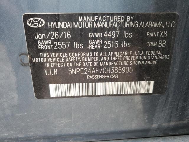 5NPE24AF7GH385905 - 2016 HYUNDAI SONATA SE BLUE photo 13