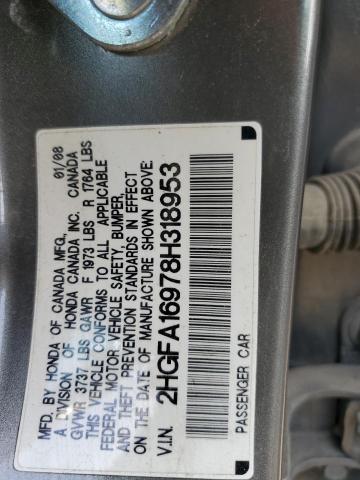 2HGFA16978H318953 - 2008 HONDA CIVIC EXL GRAY photo 12