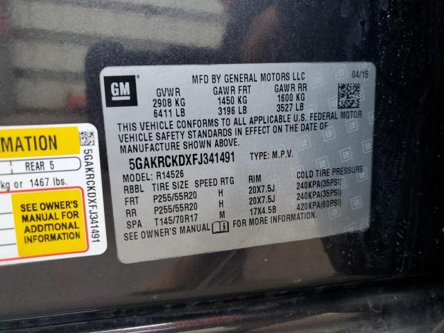 5GAKRCKDXFJ341491 - 2015 BUICK ENCLAVE BLACK photo 13