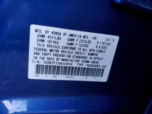 19UDE2F33HA006656 - 2017 ACURA ILX BASE WATCH PLUS BLUE photo 12