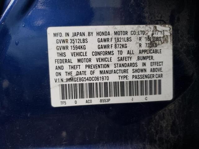 JHMGE8G54DC061970 - 2013 HONDA FIT SPORT BLUE photo 12