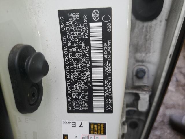 JTDKARFP7K3116196 - 2019 TOYOTA PRIUS PRIM WHITE photo 12