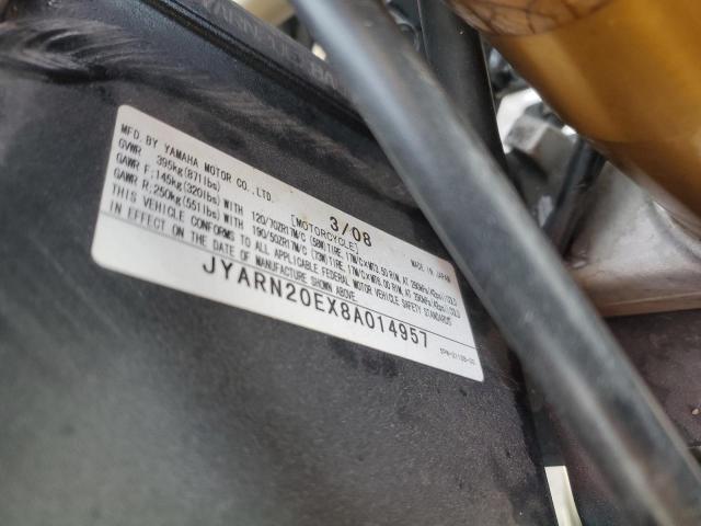 JYARN20EX8A014957 - 2008 YAMAHA YZFR1 GRAY photo 10