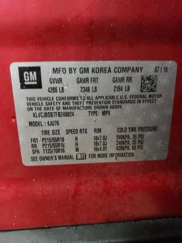 KL4CJBSB7FB248824 - 2015 BUICK ENCORE CONVENIENCE 红色 照片 13