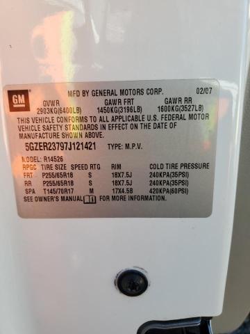 5GZER23797J121421 - 2007 SATURN OUTLOOK XR თეთრი ფოტო 13