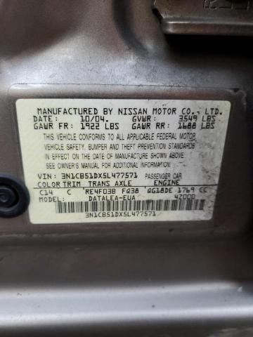 3N1CB51DX5L477571 - 2005 NISSAN SENTRA 1.8 GOLD photo 13