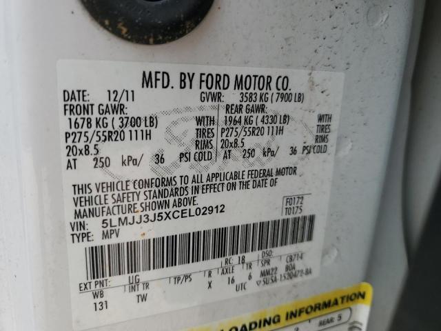 5LMJJ3J5XCEL02912 - 2012 LINCOLN NAVIGATOR L WHITE photo 13