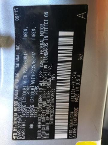 5TDYK3DC2FS623533 - 2015 TOYOTA SIENNA XLE SILVER photo 13