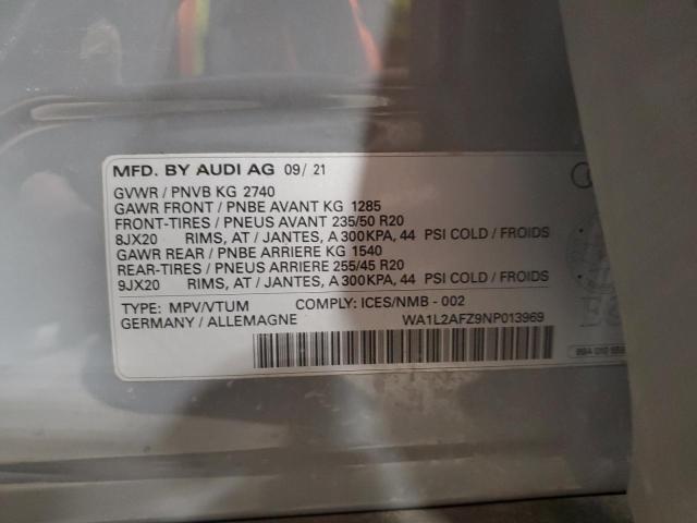 WA1L2AFZ9NP013969 - 2022 AUDI Q4 E-TRON PROGRESSIV GRAY photo 14