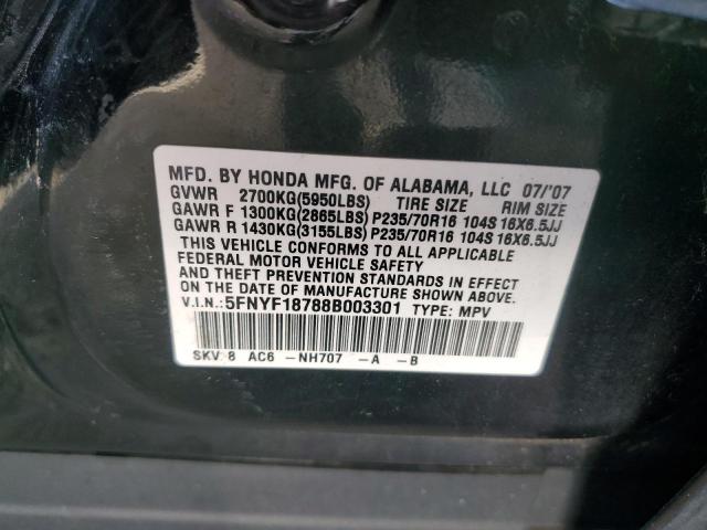 5FNYF18788B003301 - 2008 HONDA PILOT EXL BLACK photo 13