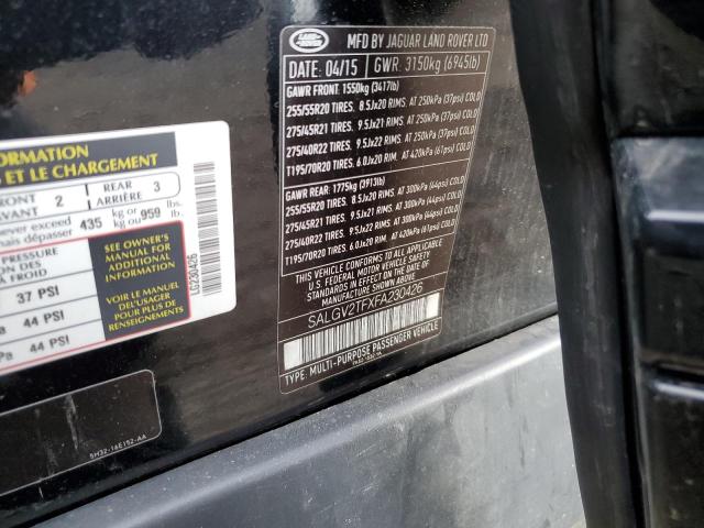 SALGV2TFXFA230426 - 2015 LAND ROVER RANGE ROVE AUTOBIOGRAPHY BLACK photo 13