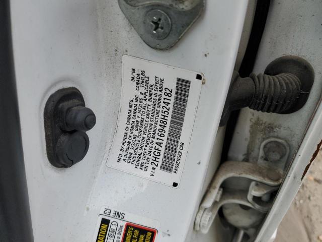 2HGFA16948H524182 - 2008 HONDA CIVIC EXL თეთრი ფოტო 12