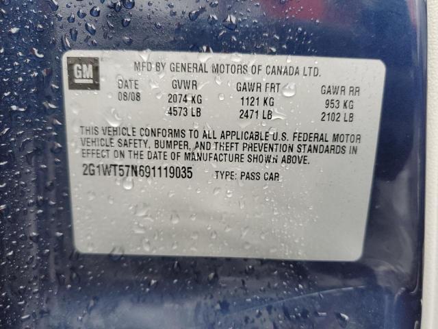 2G1WT57N691119035 - 2009 CHEVROLET IMPALA 1LT BLUE photo 12