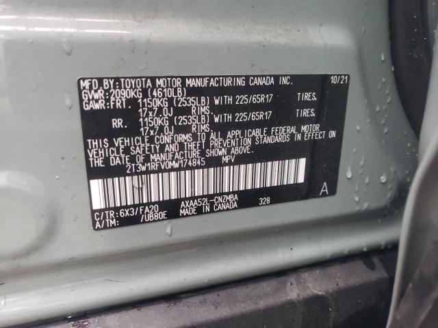 2T3W1RFV0MW174845 - 2021 TOYOTA RAV4 XLE GRAY photo 13