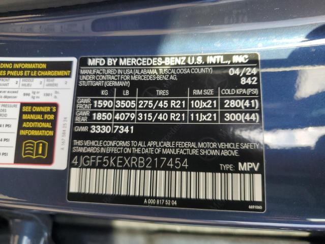 4JGFF5KEXRB217454 - 2024 MERCEDES-BENZ GLS 450 4MATIC BLUE photo 13