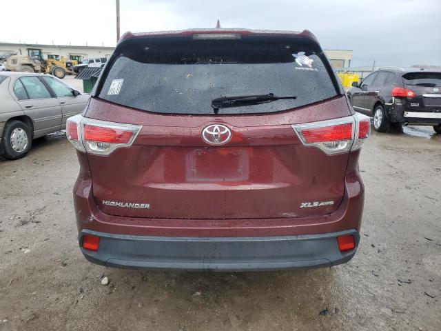 5TDJKRFH9FS141042 - 2015 TOYOTA HIGHLANDER XLE RED photo 6
