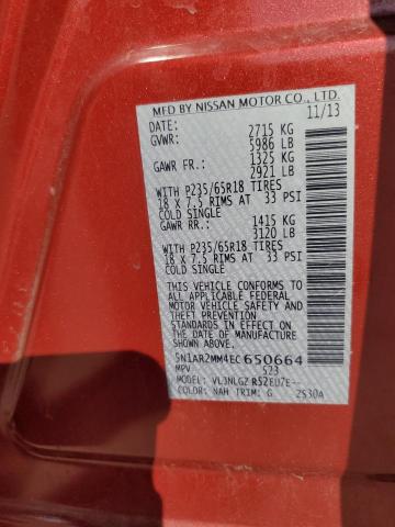 5N1AR2MM4EC650664 - 2014 NISSAN PATHFINDER S RED photo 14