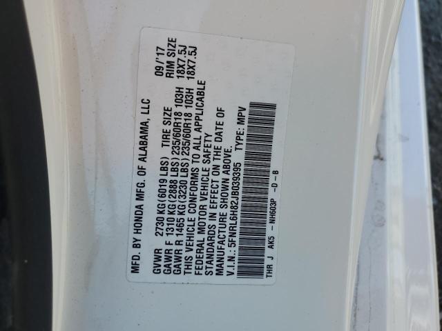 5FNRL6H82JB039395 - 2018 HONDA ODYSSEY TOURING თეთრი ფოტო 14