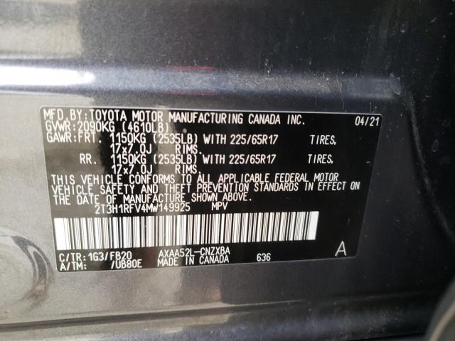 2T3H1RFV4MW149925 - 2021 TOYOTA RAV4 LE GRAY photo 13