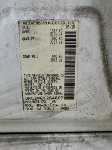 1N4AL3AP6JC264807 - 2018 NISSAN ALTIMA 2.5 Biały zdjęcie 12