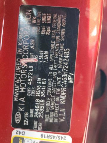 KNDPRCA63H7242485 - 2017 KIA SPORTAGE SX RED photo 13