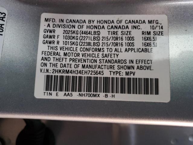 2HKRM4H34EH725645 - 2014 HONDA CR-V LX SILVER photo 13