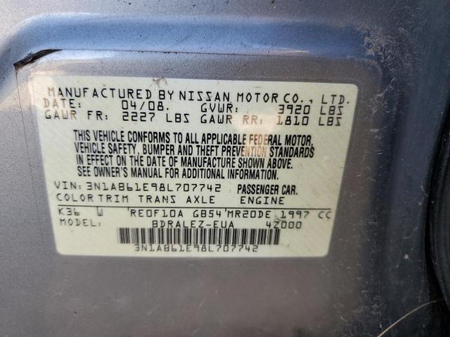 3N1AB61E98L707742 - 2008 NISSAN SENTRA 2.0 GRAY photo 12