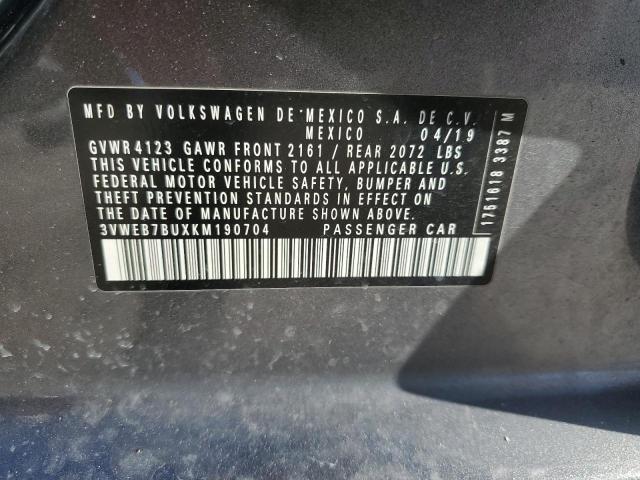 3VWEB7BUXKM190704 - 2019 VOLKSWAGEN JETTA SEL Szary zdjęcie 13
