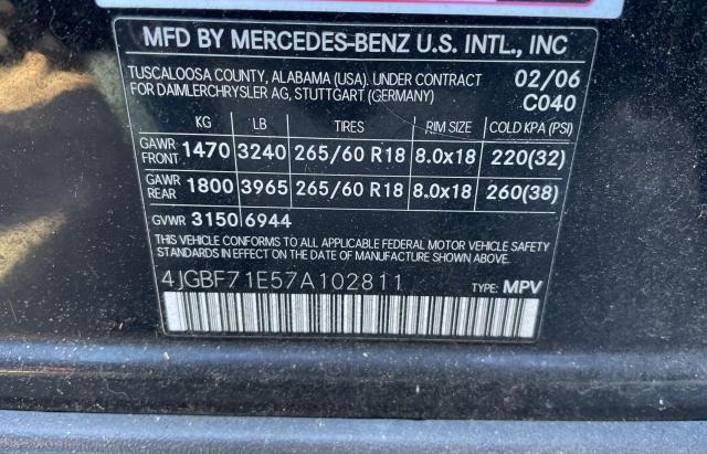 4JGBF71E57A102811 - 2007 MERCEDES-BENZ GL 450 4MATIC BLACK photo 10