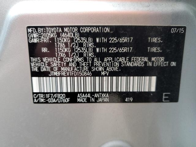 JTMBFREV1FD150846 - 2015 TOYOTA RAV4 LE SILVER photo 12