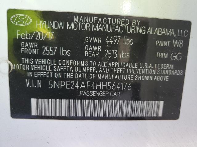 5NPE24AF4HH564176 - 2017 HYUNDAI SONATA SE WHITE photo 12