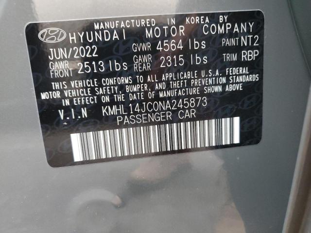 KMHL14JC0NA245873 - 2022 HYUNDAI SONATA N LINE GRAY photo 13