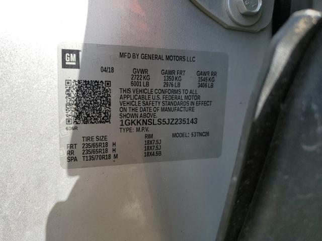 1GKKNSLS5JZ235143 - 2018 GMC ACADIA SLE SILVER photo 13