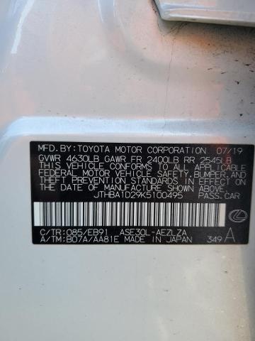 JTHBA1D29K5100495 - 2019 LEXUS IS 300 WHITE photo 12