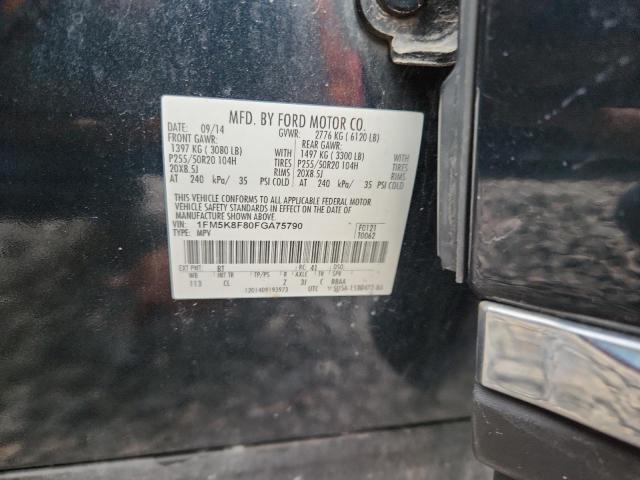 1FM5K8F80FGA75790 - 2015 FORD EXPLORER LIMITED Schwarz Foto 12