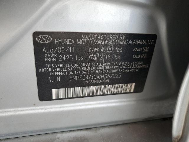 5NPEC4AC3CH352025 - 2012 HYUNDAI SONATA SE SILVER photo 12