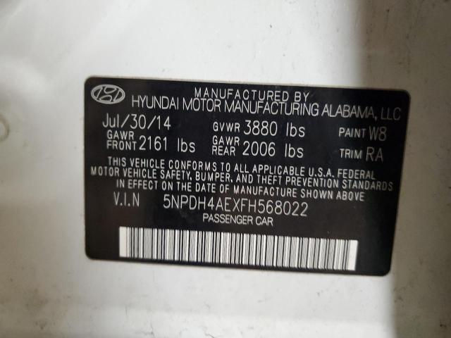 5NPDH4AEXFH568022 - 2015 HYUNDAI ELANTRA SE WHITE photo 12