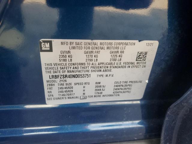 LRBFZSR40ND053751 - 2022 BUICK ENVISION AVENIR Көк фото 13