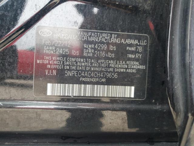 5NPEC4AC4CH479656 - 2012 HYUNDAI SONATA SE BLACK photo 12