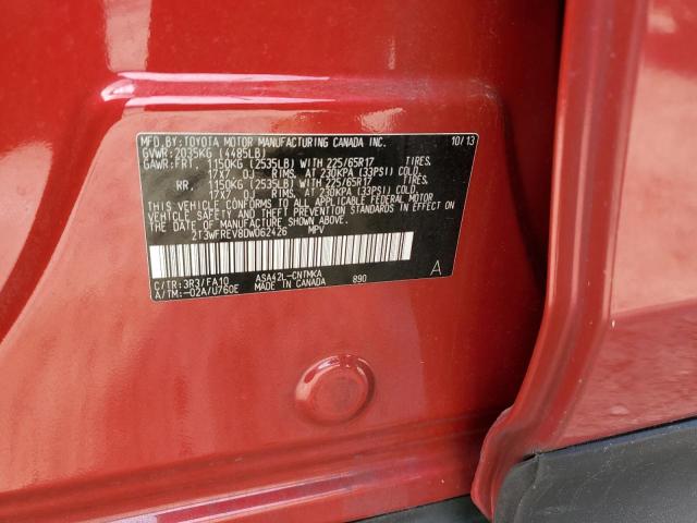 2T3WFREV8DW062426 - 2013 TOYOTA RAV4 XLE RED photo 13